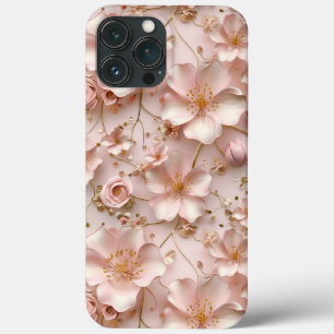 Funda Para iPhone 13 Pro Max Patrón suave de flor rosa suave elegante y sin tie