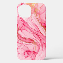 Funda Para iPhone 12 Patrón Swirl de color de agua único de color rosa 