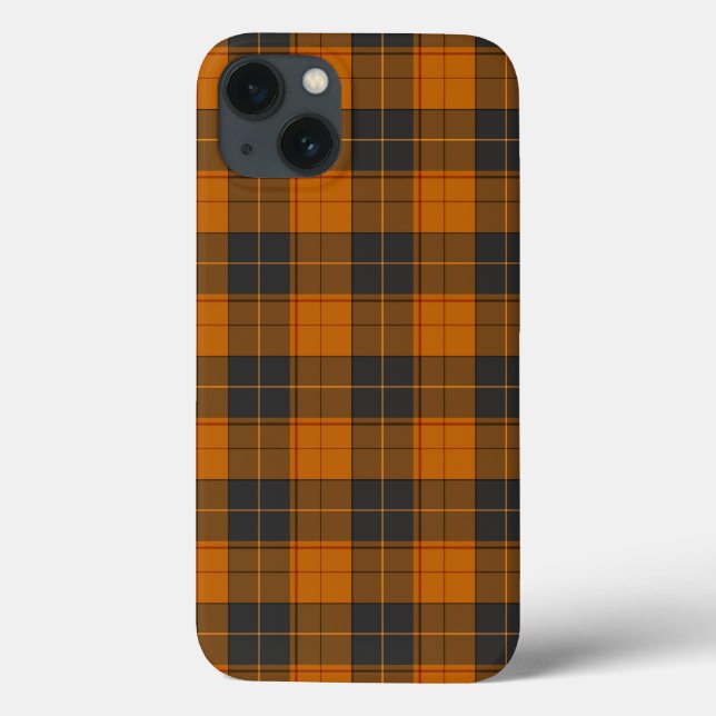 Funda De Case-Mate Para iPhone Patrón tartán simple en naranja oscuro (Reverso)