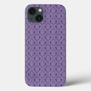 Funda Para iPhone 13 Patrón textil morado de adorno de damasco vintage