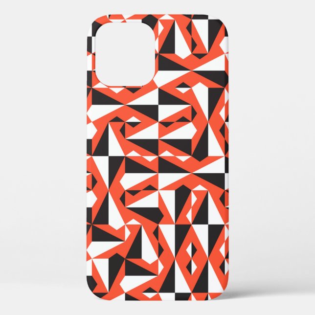 Funda De Case-Mate Para iPhone Patrón textil sin costura geométrico en rojo, (Reverso )