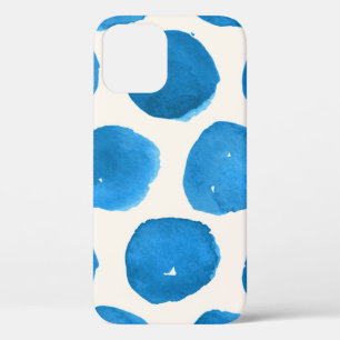 Funda Para iPhone 12 Patrón transparente con círculos de acuarela azul