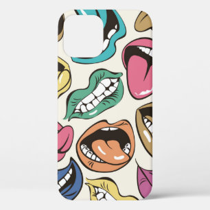 Funda Para iPhone 12 patrón transparente con labios de colores diferen