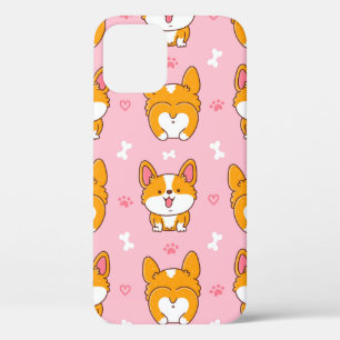 Funda Para iPhone 12 Patrón transparente de corgi feliz