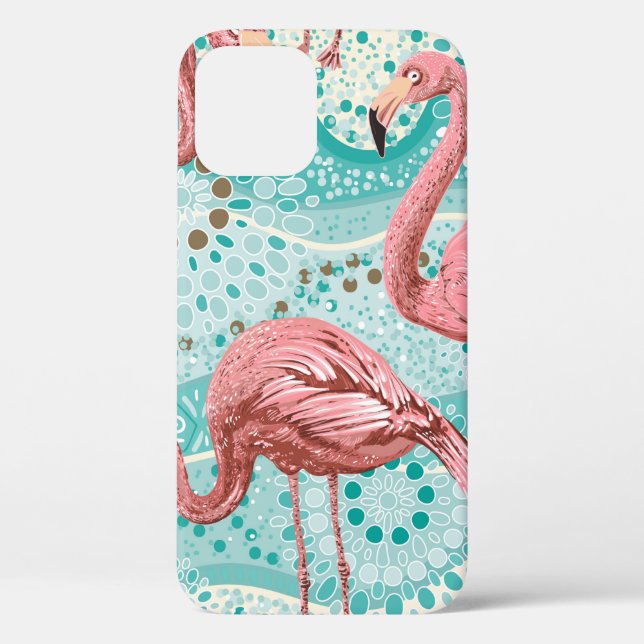 Funda De Case-Mate Para iPhone Patrón transparente de flamencos rosados (Reverso )
