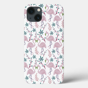 Funda Para iPhone 13 Patrón transparente de flamingo rosa sobre fondo b