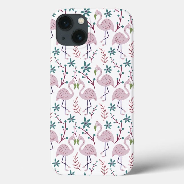 Funda De Case-Mate Para iPhone Patrón transparente de flamingo rosa sobre fondo b (Reverso)