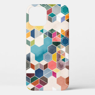 Funda Para iPhone 12 Patrón transparente de hexágonos en colores aleato