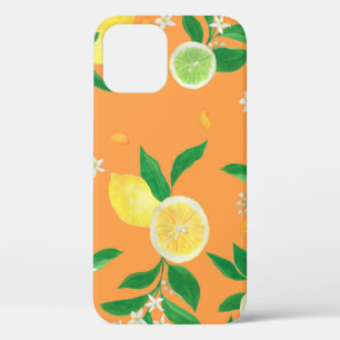 Funda Para iPhone 12 Patrón transparente de pintura acuarela con cítr