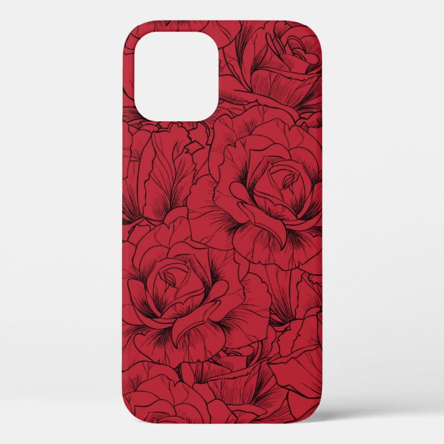 Funda De Case-Mate Para iPhone patrón transparente de rosas rojas rojas  (Reverso )