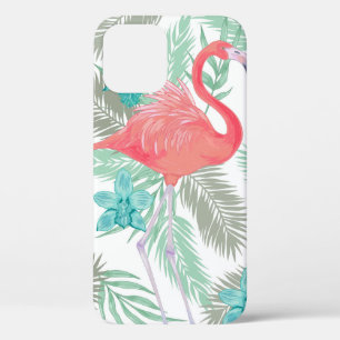 Funda Para iPhone 12 Patrón transparente romántico con pájaro flamingo