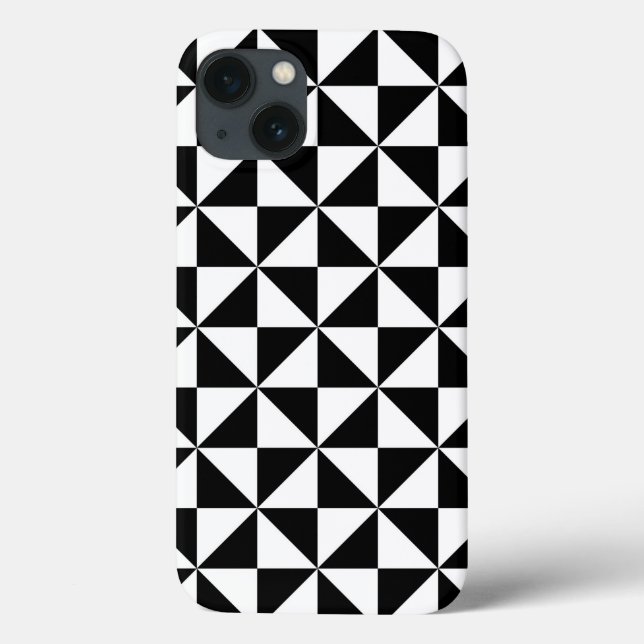 Funda De Case-Mate Para iPhone Patrón triángulo blanco y negro (Reverso)