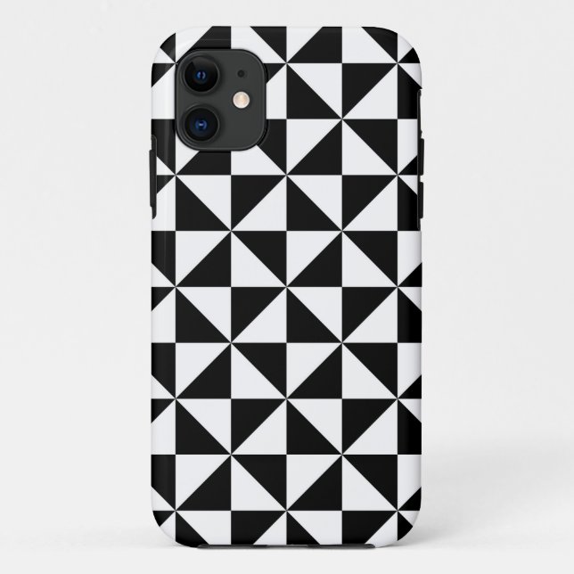 Funda De Case-Mate Para iPhone Patrón triángulo blanco y negro (Reverso)