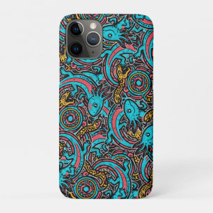 Funda Para iPhone 11 Pro Patrón tribal azteca axolotl xolotl mitología boho