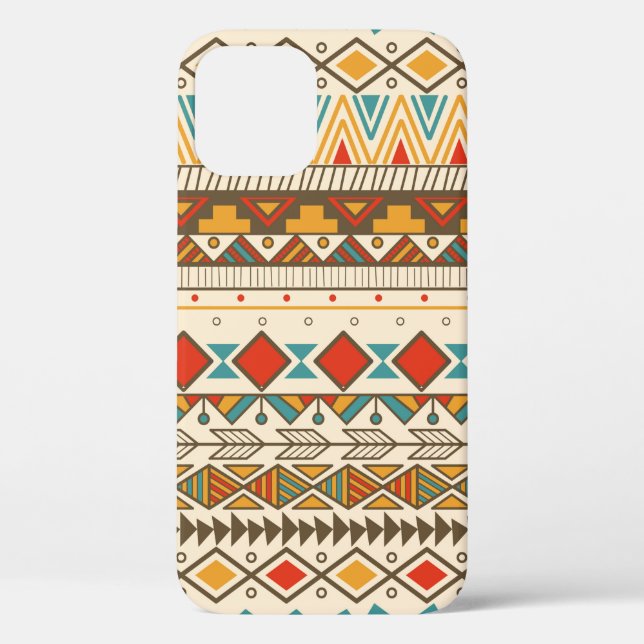 Funda De Case-Mate Para iPhone Patrón tribal azteca en rayas, ilustraciones vinta (Reverso )