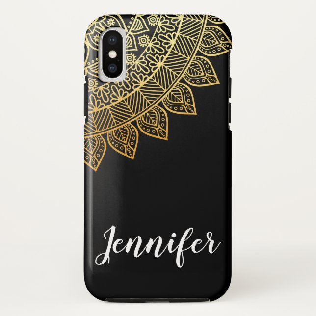 Funda De Case-Mate Para iPhone Patrón tribal chic negro (Reverso)