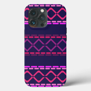 Funda Para iPhone 13 Pro Patrón tribal continuo de rosa y púrpura