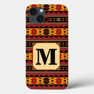 Funda Para iPhone 13 Patrón tribal de oro negro rojo de diseño del suro