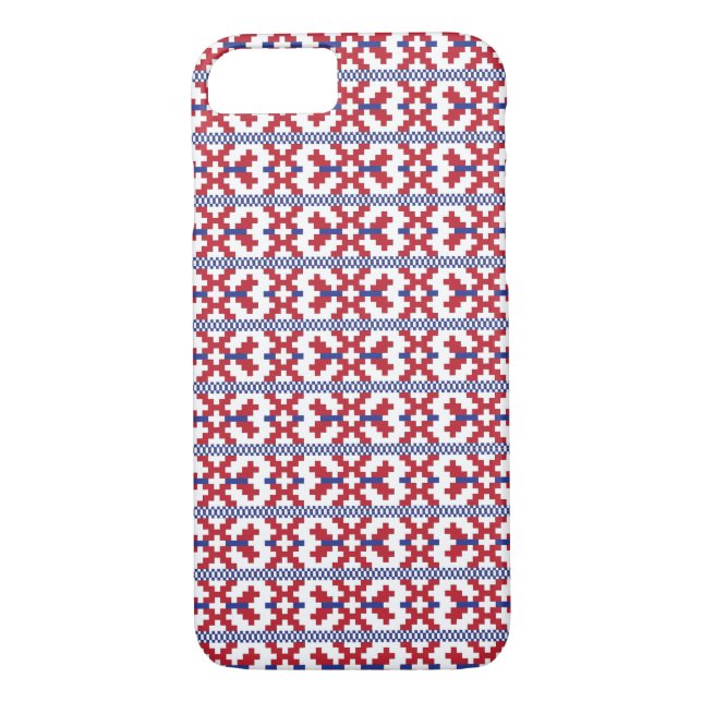 Funda De Case-Mate Para iPhone Patrón tribal geométrico rojo, azul y blanco (Reverso)