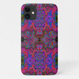 Funda Para iPhone 11 Patrón Trippy rojo azul ondulado y arcoiris