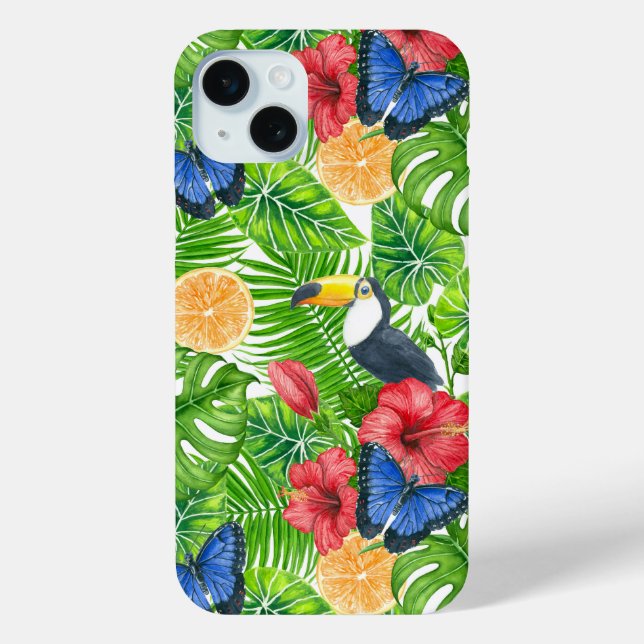 Funda De Case-Mate Para iPhone Patrón tropical (Reverso )