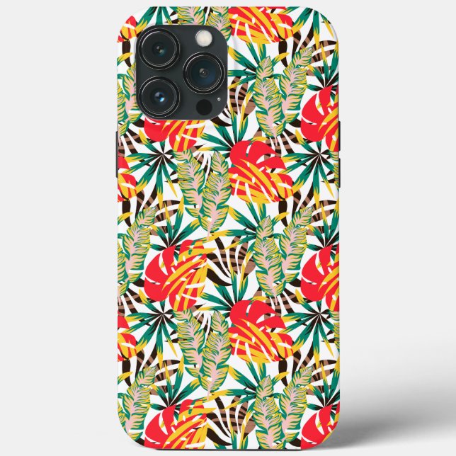 Funda De Case-Mate Para iPhone Patrón tropical brillante (Reverso )
