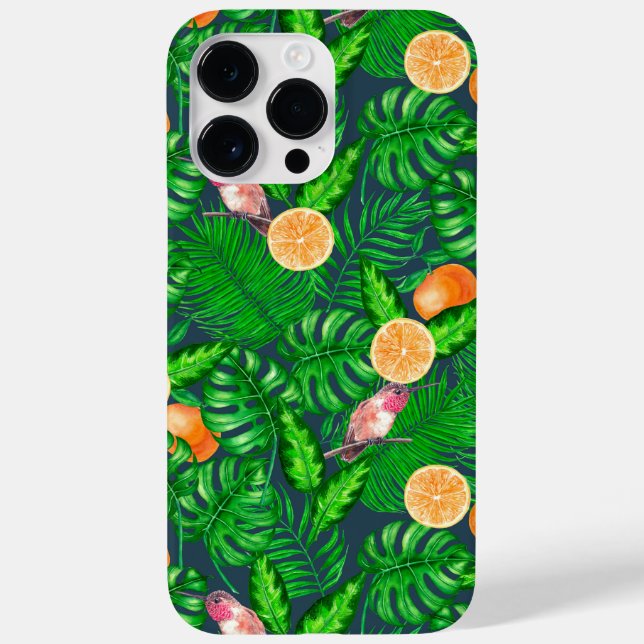Funda De Case-Mate Para iPhone Patrón tropical, colibríes (Reverso)