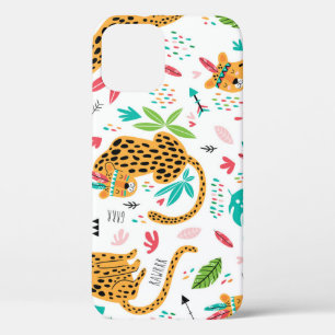 Funda Para iPhone 12 Patrón tropical de leopardos tribales infantiles