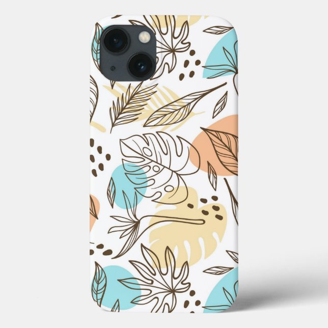 Funda De Case-Mate Para iPhone Patrón tropical de verano dibujado a mano (Reverso)