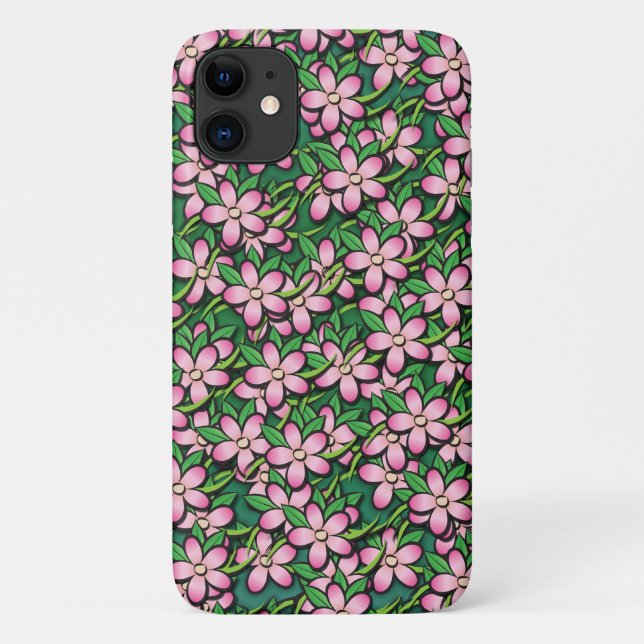 Funda De Case-Mate Para iPhone Patrón tropical floral rosa (Reverso)