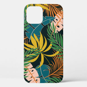 Funda Para iPhone 12 Patrón tropical fluido de verano con un amarillo b