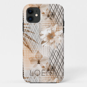 Funda Para iPhone 11 Patrón tropical gris, beige.