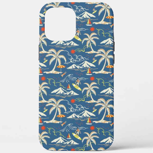Funda De Case-Mate Para iPhone Patrón Tropical Retro Surf (Reverso )