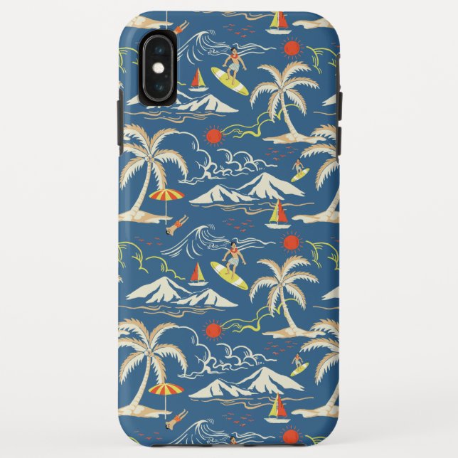 Funda De Case-Mate Para iPhone Patrón Tropical Retro Surf (Reverso)