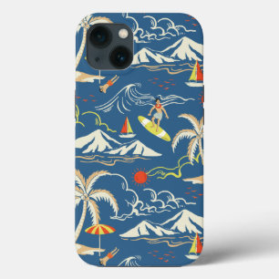 Funda Para iPhone 13 Patrón Tropical Retro Surf