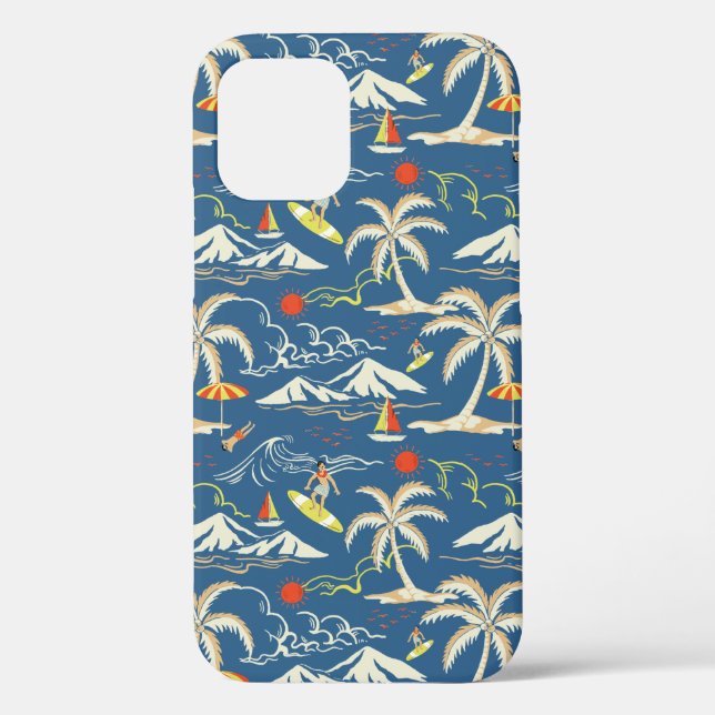 Funda De Case-Mate Para iPhone Patrón Tropical Retro Surf (Reverso )