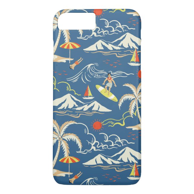 Funda De Case-Mate Para iPhone Patrón Tropical Retro Surf (Reverso)