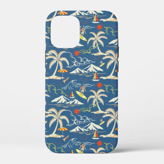 Funda De Case-Mate Para iPhone Patrón Tropical Retro Surf (Reverso )