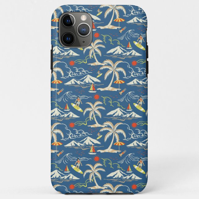 Funda De Case-Mate Para iPhone Patrón Tropical Retro Surf (Reverso)