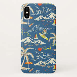 Funda Para iPhone X Patrón Tropical Retro Surf