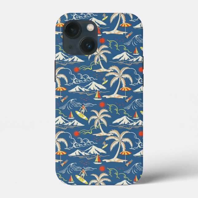 Funda De Case-Mate Para iPhone Patrón Tropical Retro Surf (Reverso )
