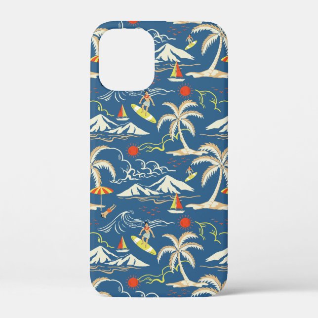 Funda De Case-Mate Para iPhone Patrón Tropical Retro Surf (Reverso )