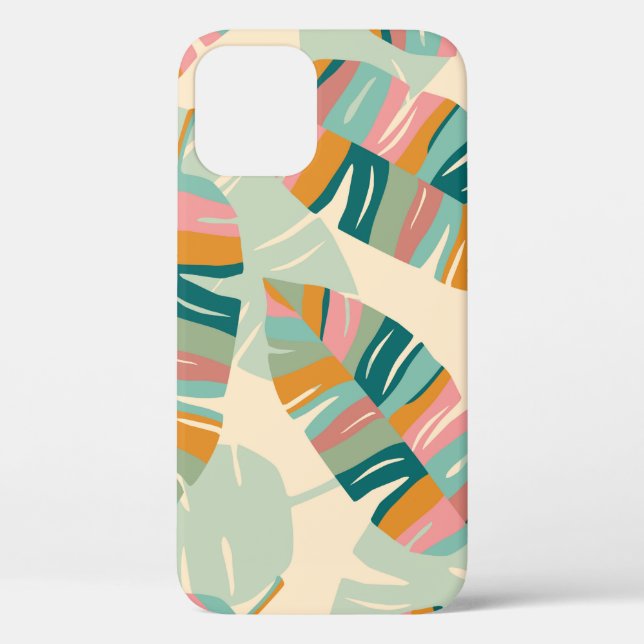 Funda De Case-Mate Para iPhone Patrón tropical sin costuras con hojas abstractas. (Reverso )