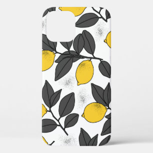 Funda Para iPhone 12 Patrón tropical sin costuras con limones amarillos