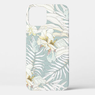 Funda Para iPhone 12 Patrón tropical sin foco con flores Orquídea, Fl