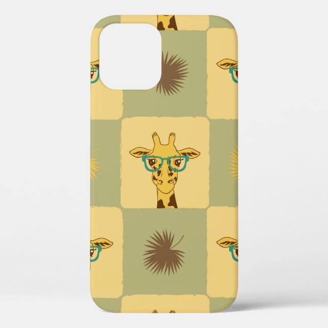 Funda De Case-Mate Para iPhone Patrón tropical sin foco con jirafa y palmera (Reverso )