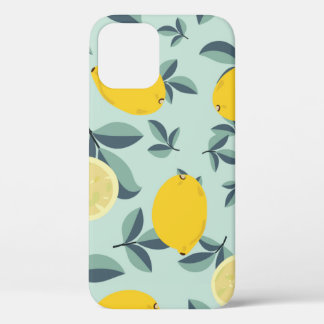 Funda Para iPhone 12 Patrón tropical sin soldadura con limones amarillo