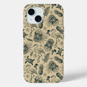 Funda Para iPhone 15 Patrón tropical vintage
