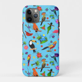 Funda Para iPhone 11 Pro Patrón Turco De Aves Sin Mar Y Flamingo Y Arara
