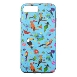 Funda Para iPhone 8 Plus/7 Plus Patrón Turco De Aves Sin Mar Y Flamingo Y Arara